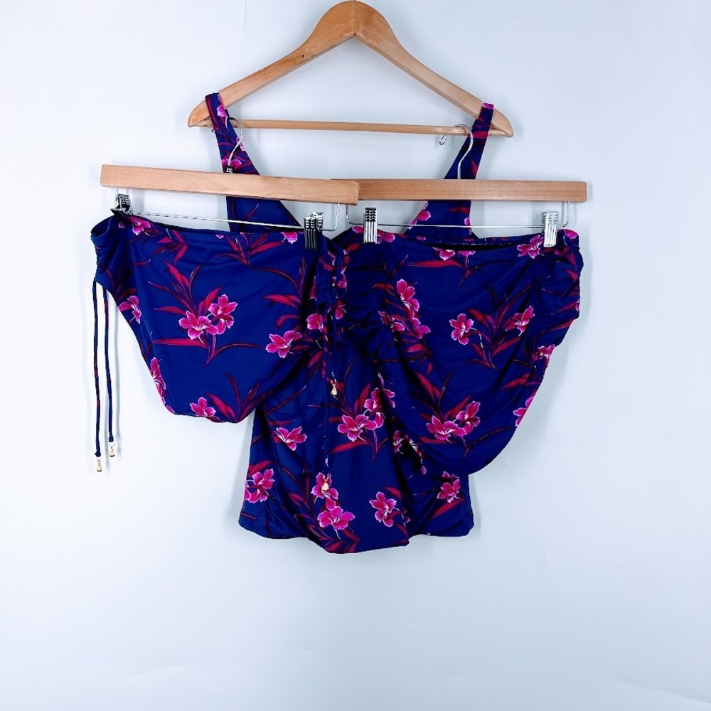 Tommy Bahama Womens Floral Tankini 3 Pcs Set Twist Front Size XL Top L Bottom